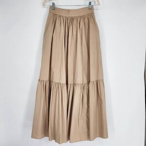 MANGO NWT 100% Cotton Tiered Ruffle Maxi Skirt Size 4 Summer Capsule Minimalist
